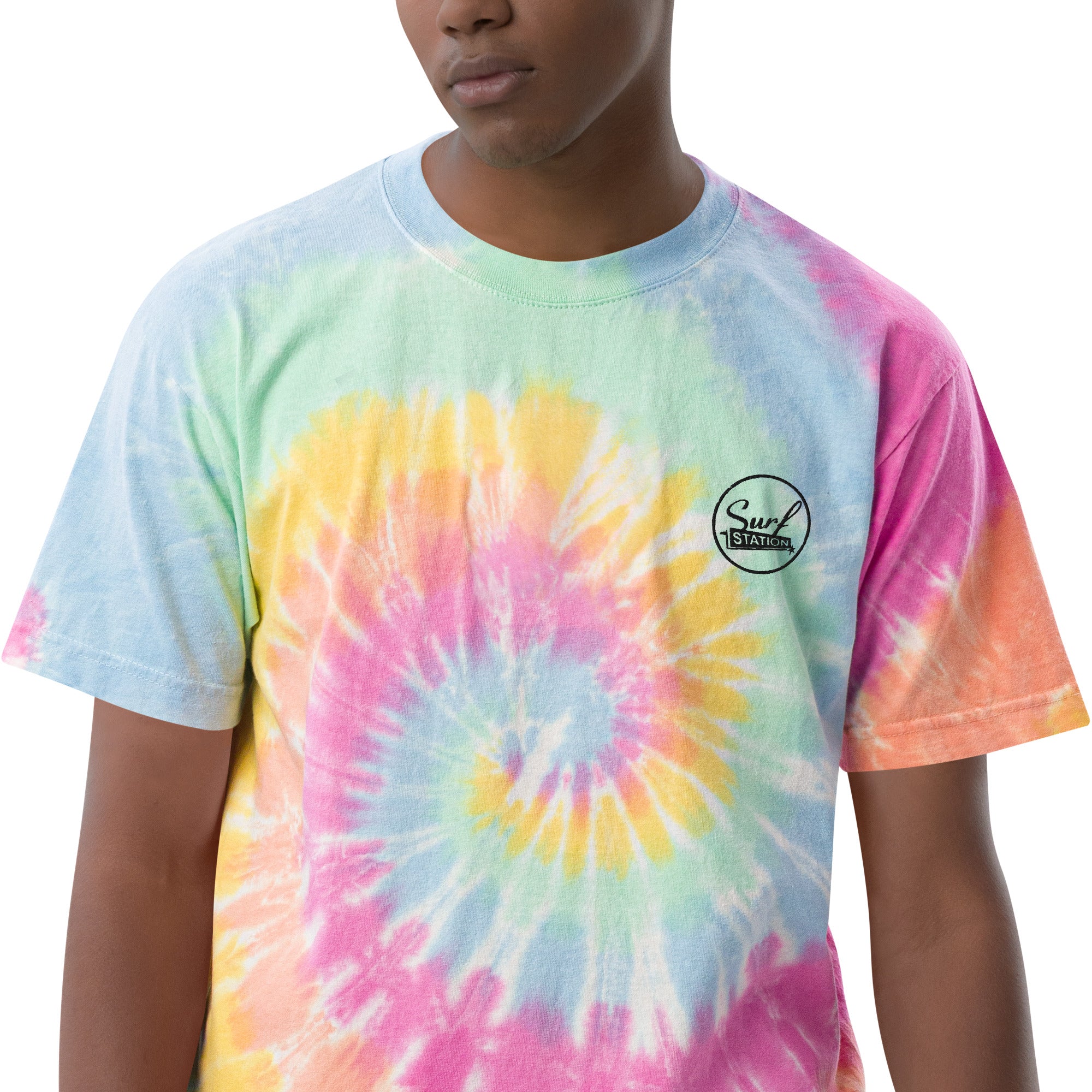Surf Station Tie Dye Embroidered Vegas Oversized T-Shirt