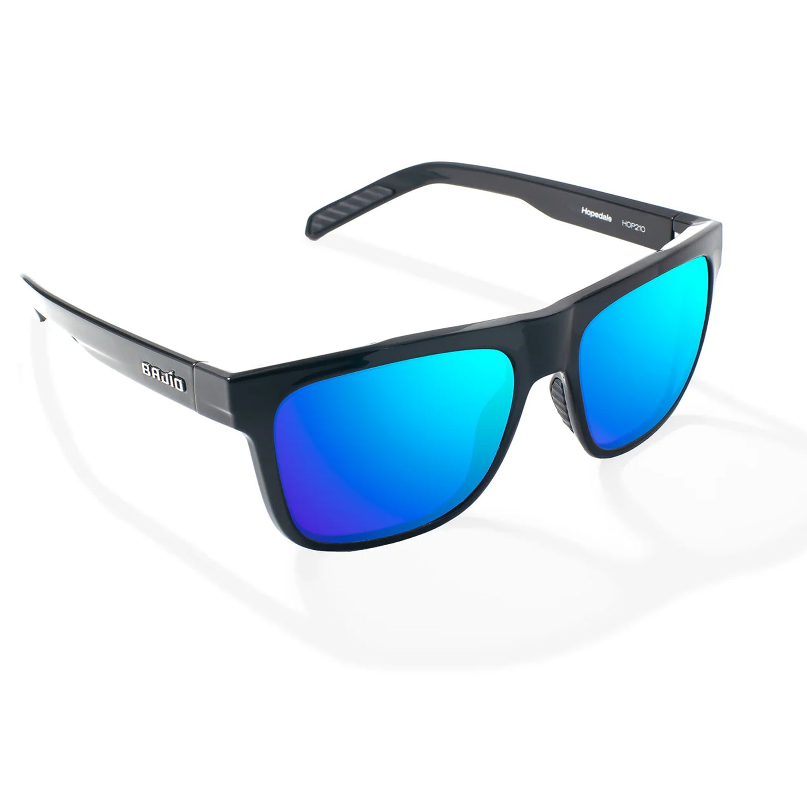 Bajio Hopedale Large Men's Sunglasses - Black Gloss/Blue Mirror Polarized