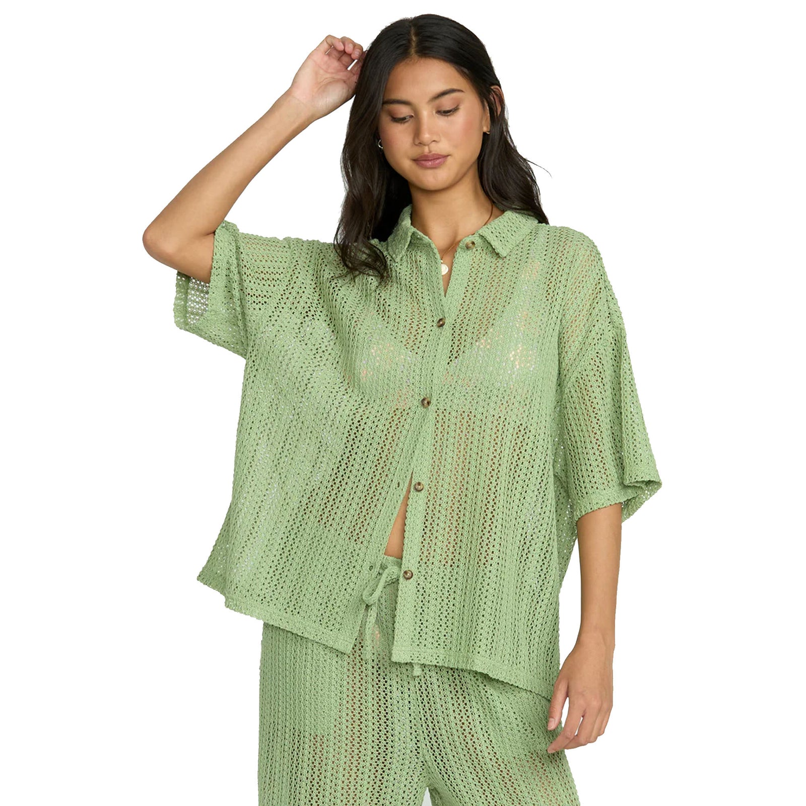 Billabong Largo Beach Overshirt Women's S/S Shirt - Pistachio