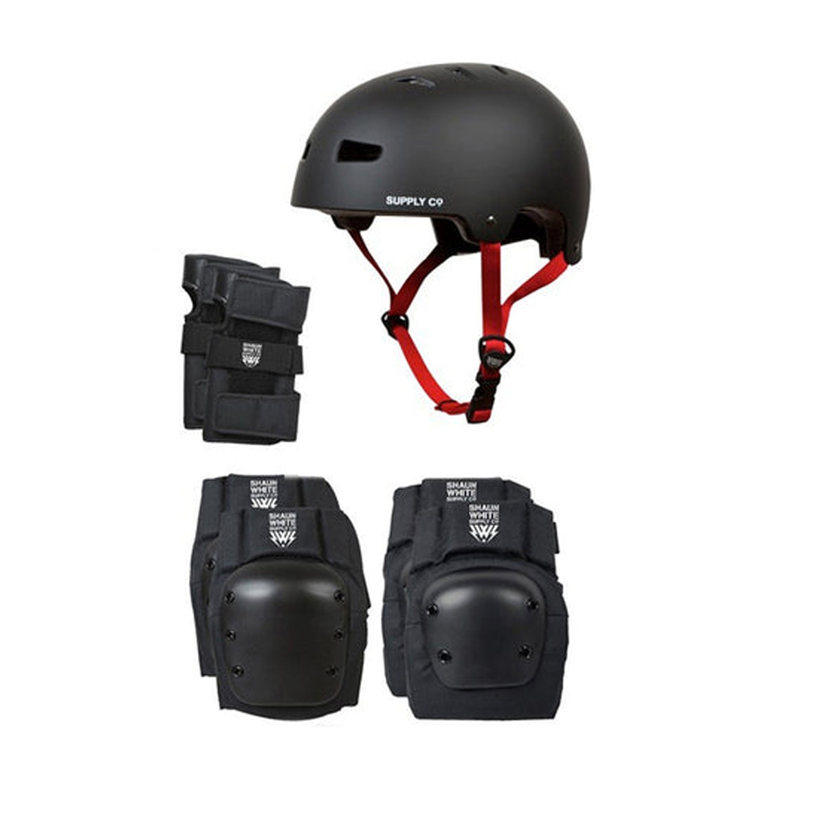 Shaun White Supply 4 in 1 Skate Helmet and Pads - Black