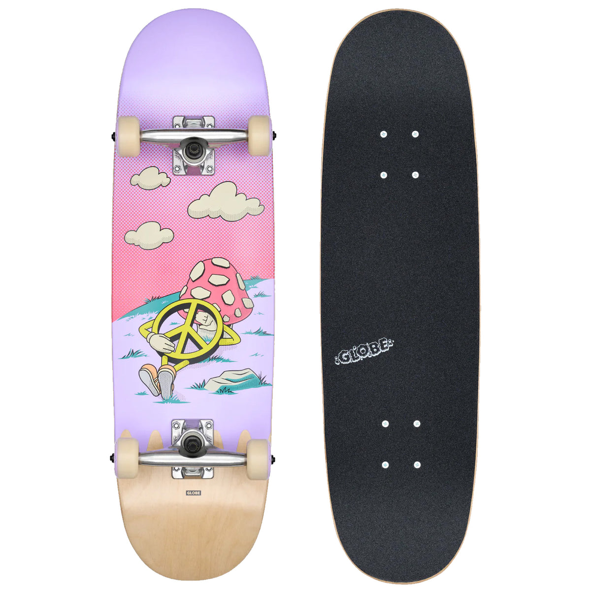 Globe Kids Wide Mid 8.25" Complete Skateboard - Peace Man