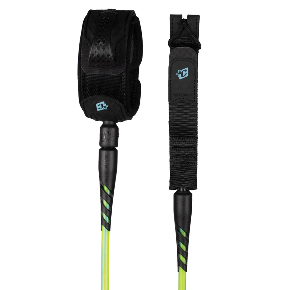 Creatures of Leisure Reliance 2.0 Medium Duty Surfboard Leash - 6'/Pine Lime Twist Black