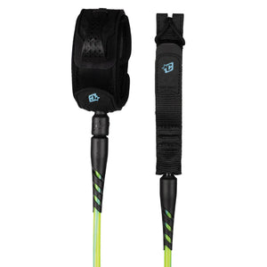 Creatures of Leisure Reliance 2.0 Medium Duty Surfboard Leash - 6'/Pine Lime Twist Black