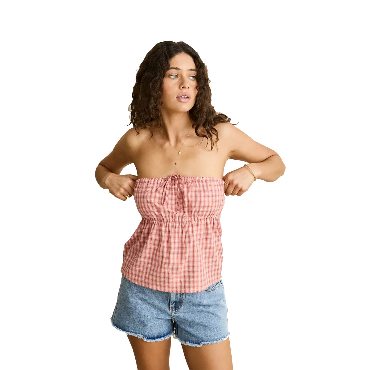 Rhythm Kirra Check Strapless Women's Top - Pink