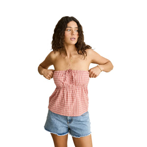 Rhythm Kirra Check Strapless Women's Top - Pink