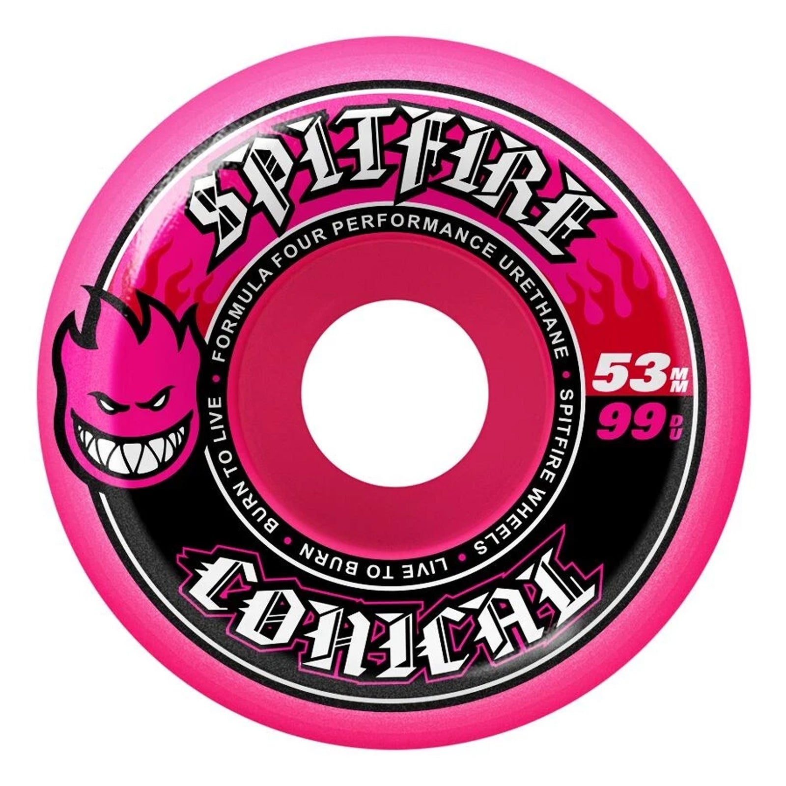 Spitfire F4 Conical 53mm 99a Skateboard Wheels - Pink