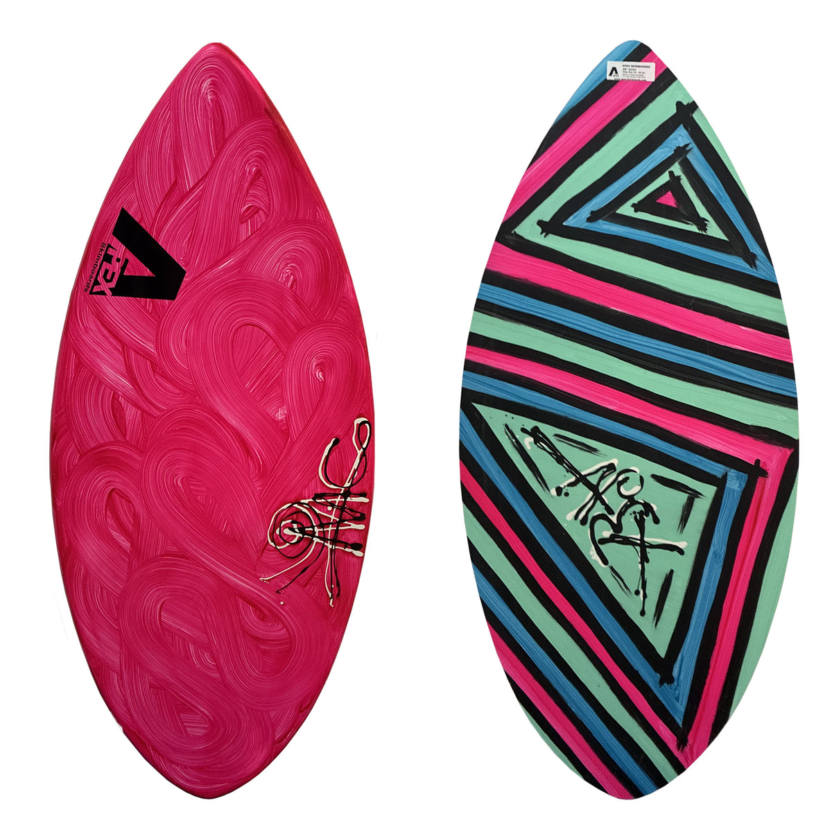 Apex AVAC 46" Skimboard - Pink Swirl/Triangle Lines
