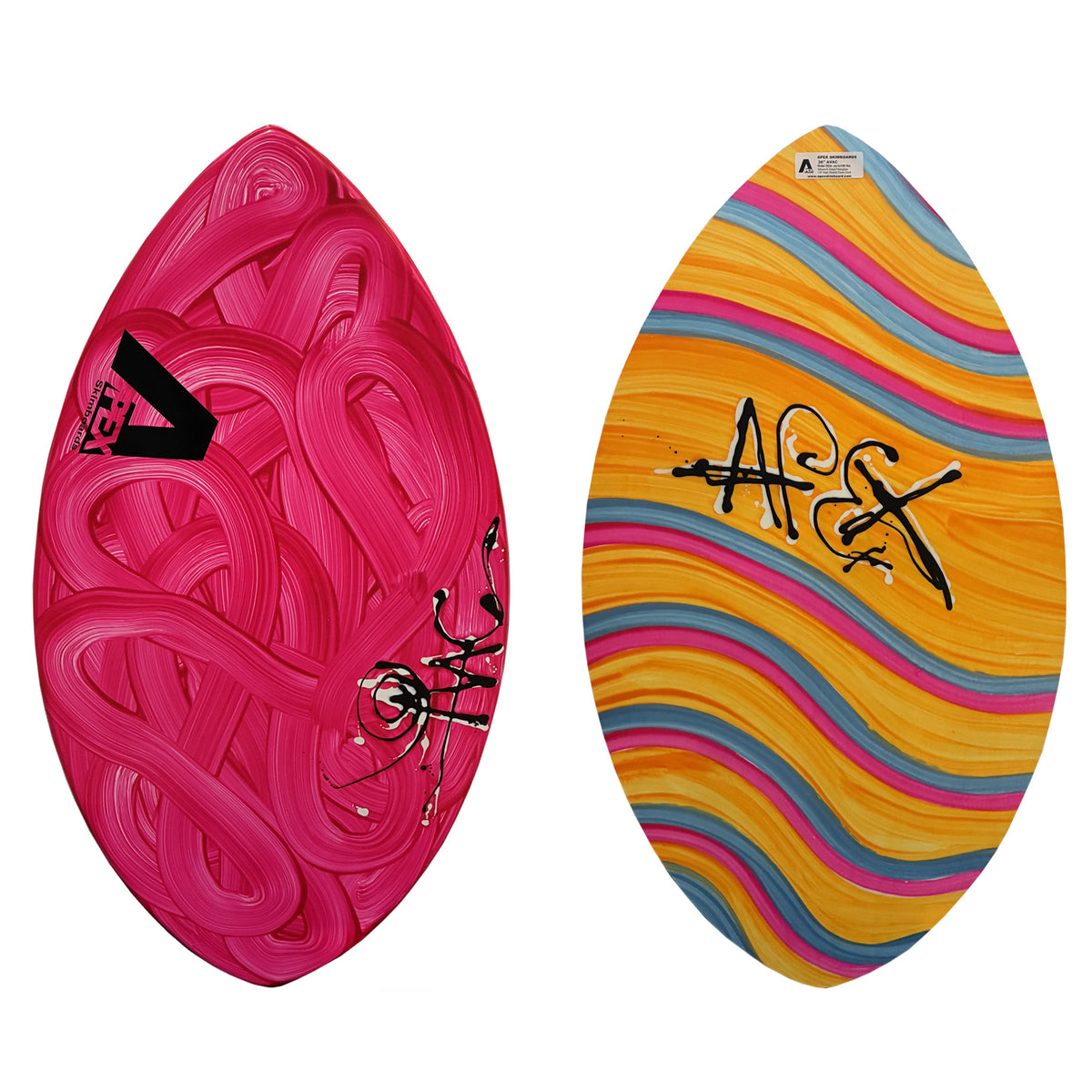 Apex AVAC 36" Skimboard - Pink Swirl/Orange Waves