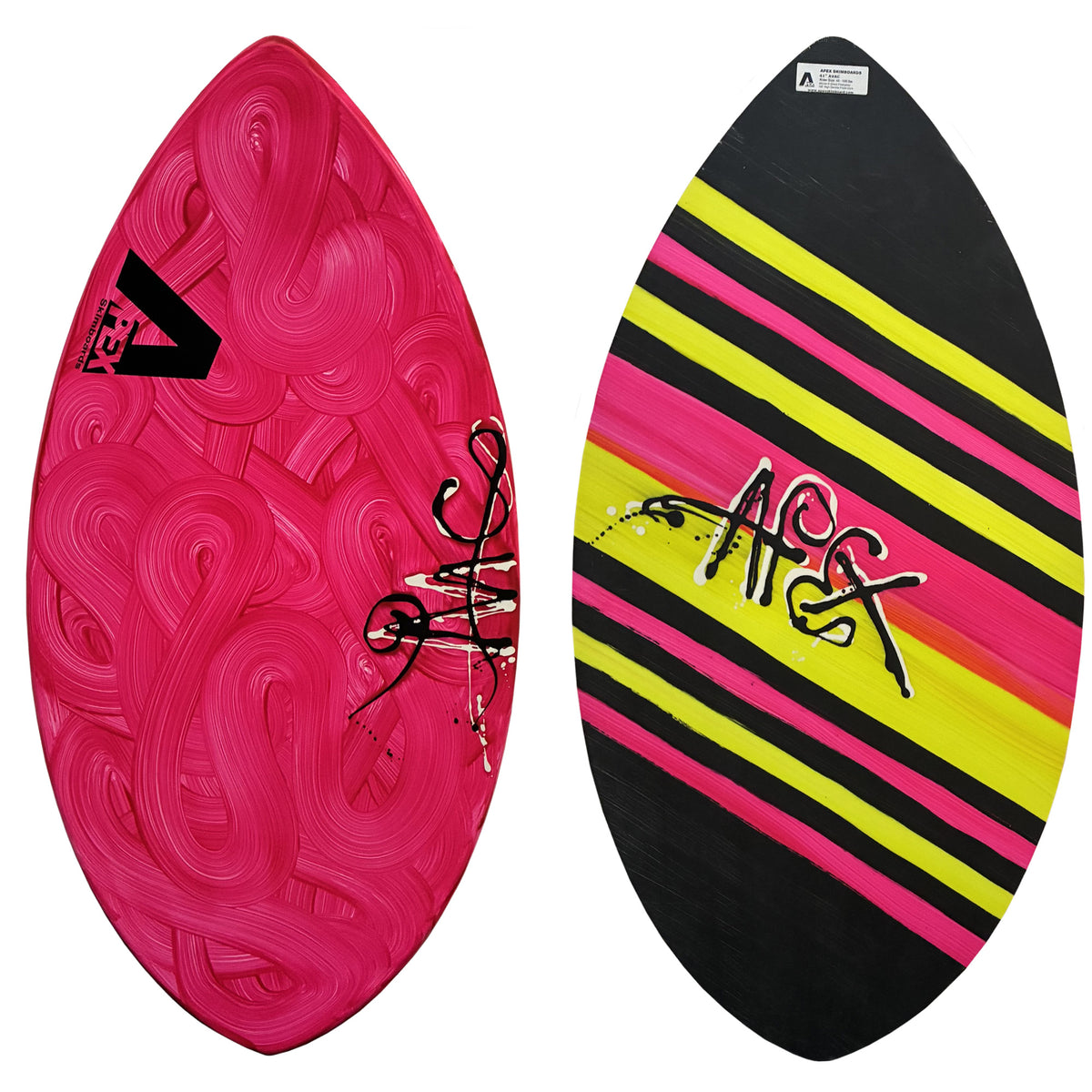 Apex AVAC 41" Skimboard - Pink Swirl/Yellow Lines