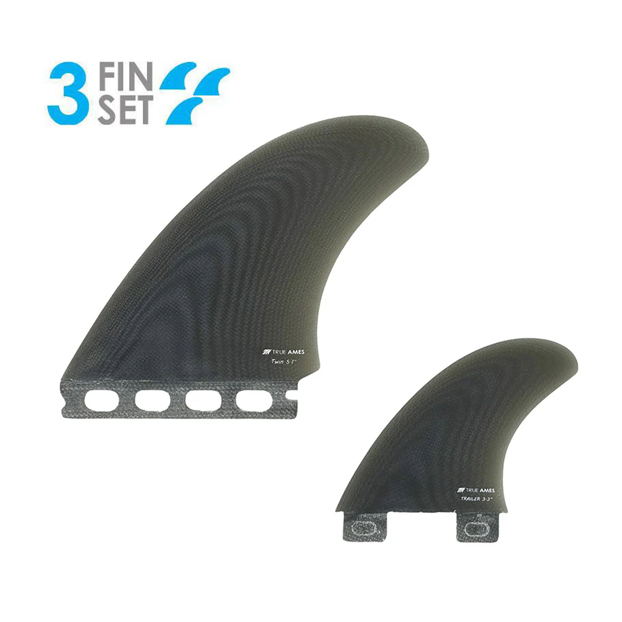 True Ames High Pro Twin + Trailer Futures Fins - Smoke