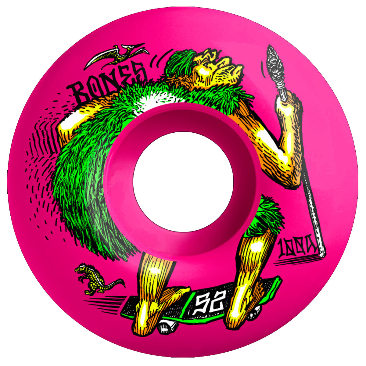 Bones 100's OG V4 Neonderthal 52mm Skate Wheels - Pink