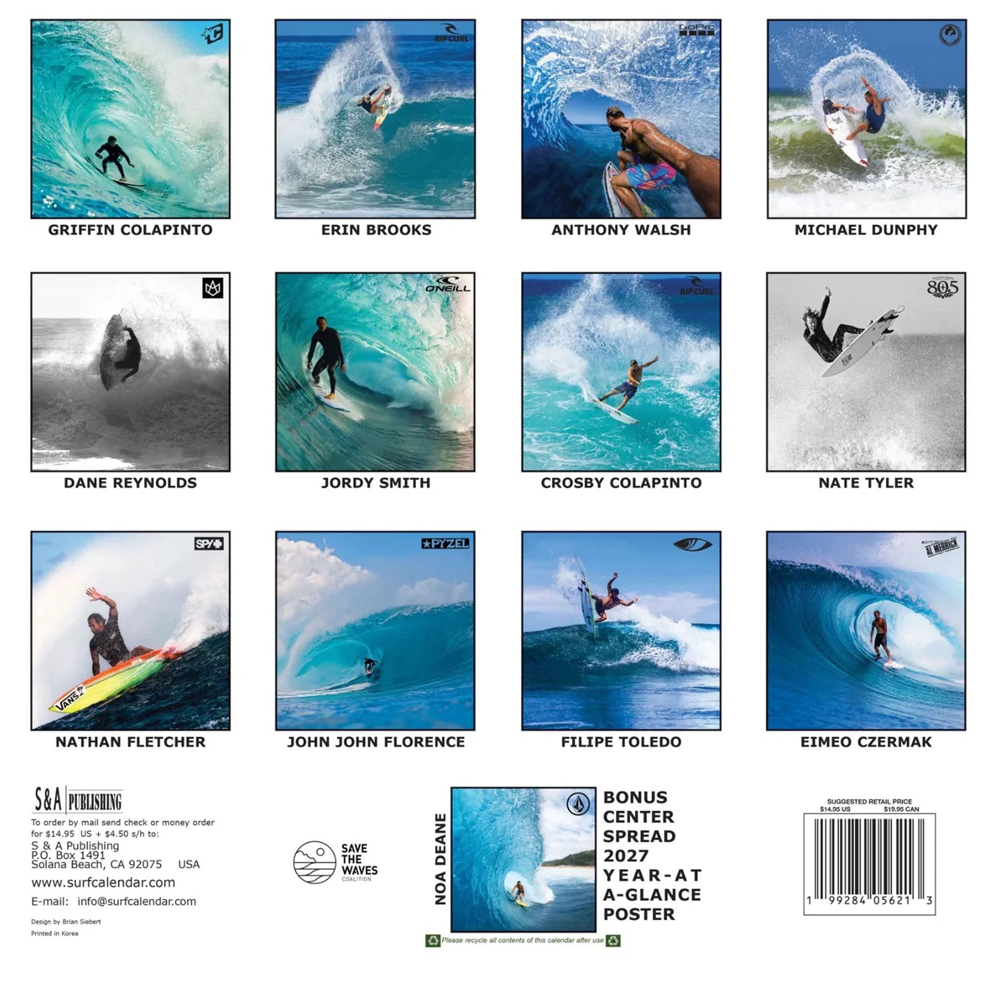 Global Surf Pro Surfer 2026 Calendar