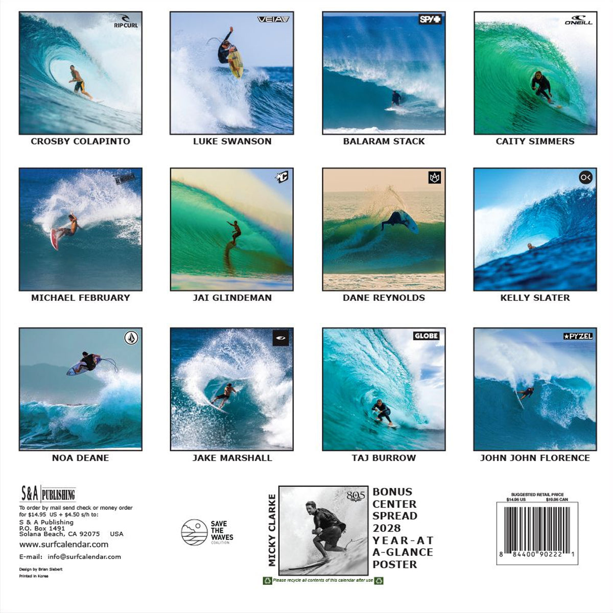 Global Surf Pro Surfer 2027 Calendar