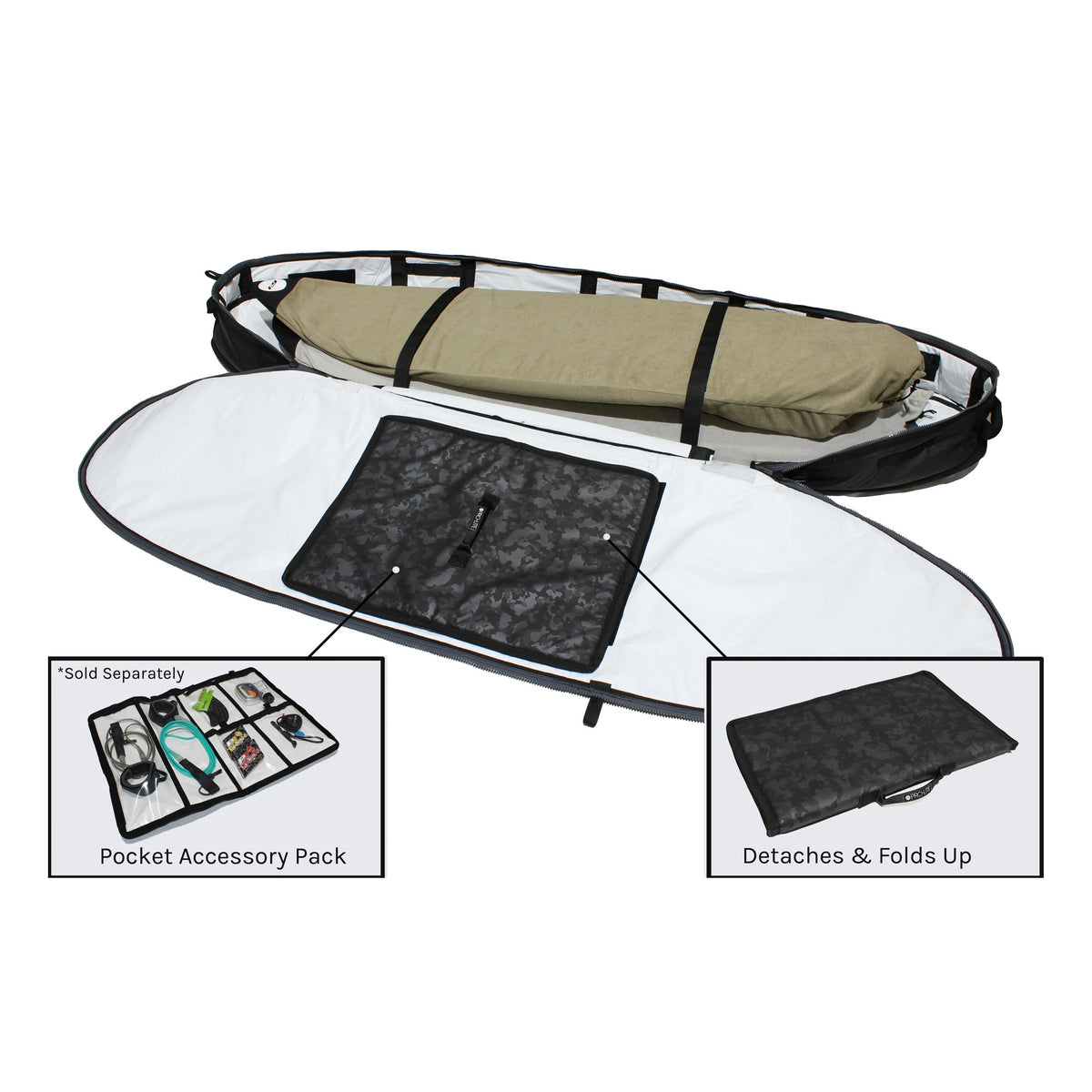 Pro-Lite Wheeled Coffin Shortboard Triple/Quad Surfboard Bag - Blue/Grey