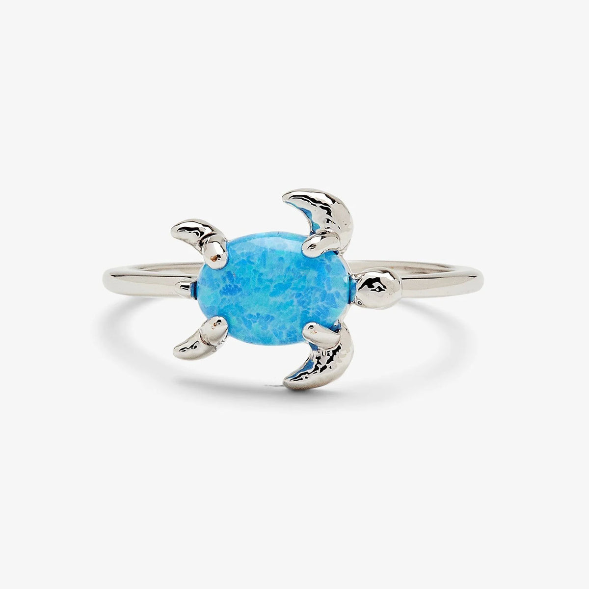 Pura Vida Opal Sea Turtle Wave 6 Ring - Silver