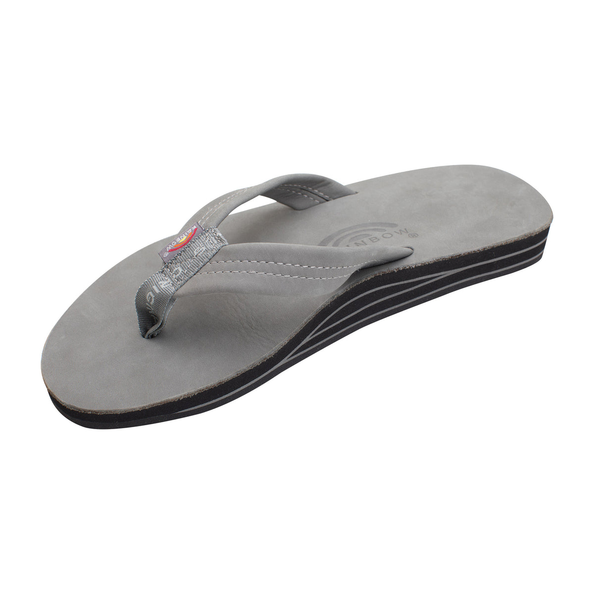 Rainbow Double Layer Premier Leather Men's Sandals - Grey