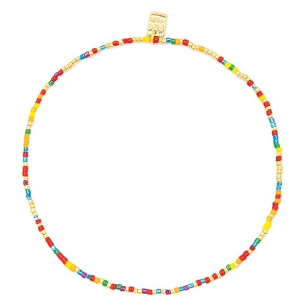 Pura Vida Rainbow Pearl Stretch Anklet - Gold