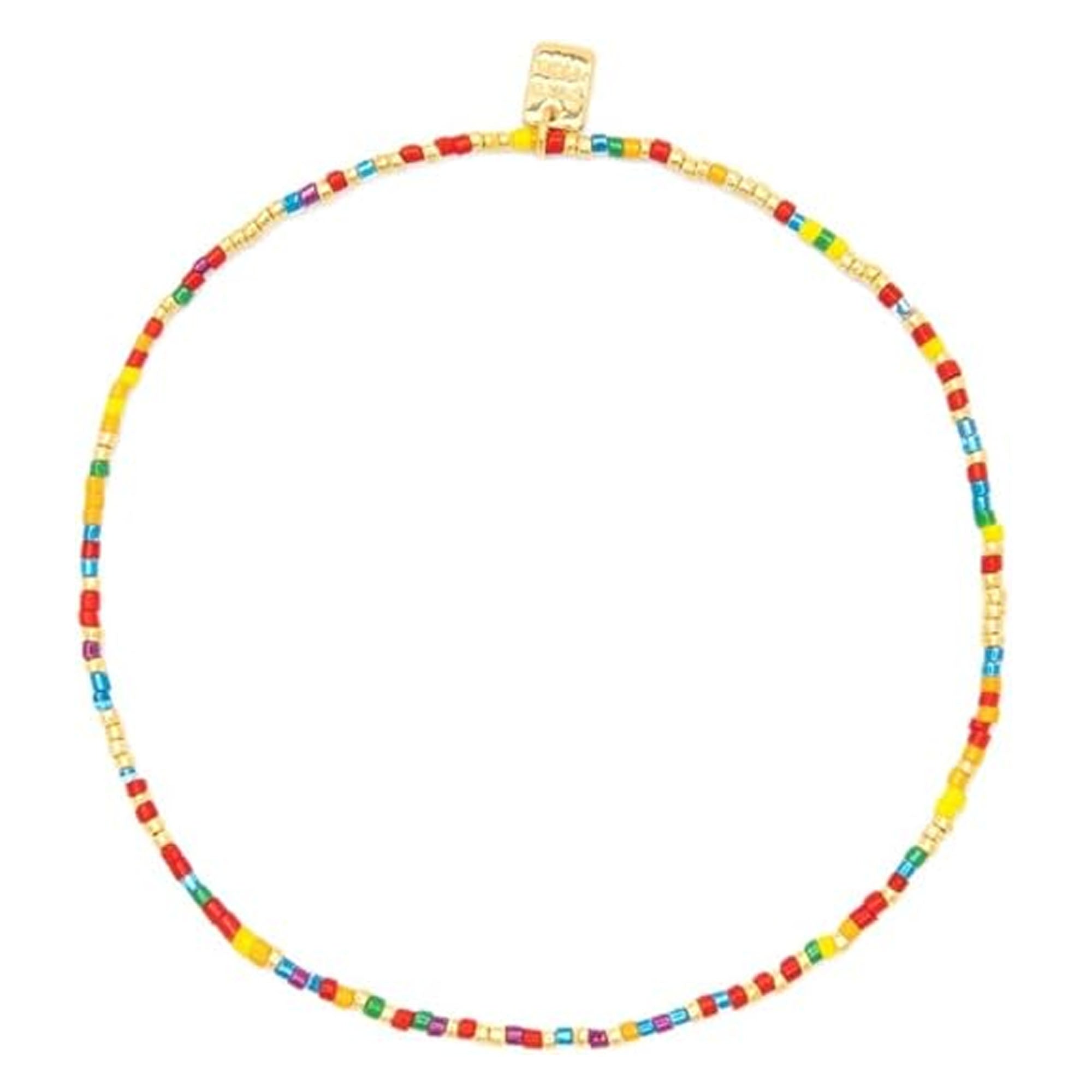 Pura Vida Rainbow Pearl Stretch Anklet - Gold