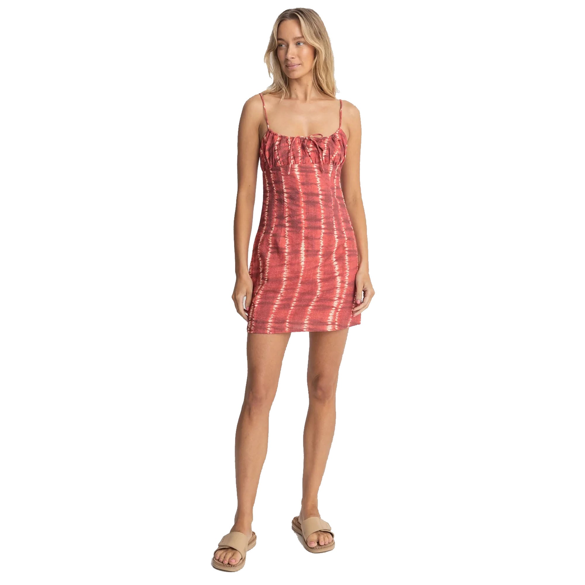 Rhythm Women's Sahara Tie Dye Mini Dress, Red / Large Rhythm Women's Sahara Tie Dye Mini Dress, Red / Large