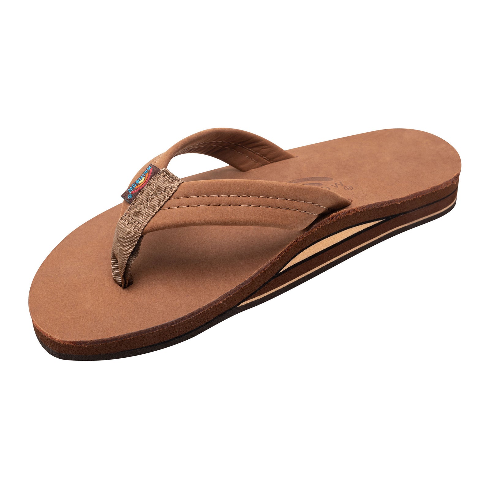 Rainbow Double Layer Premier Leather Men's Sandals - Redwood