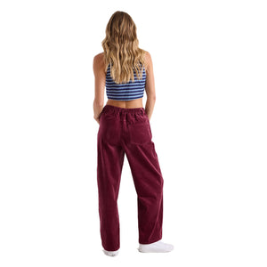 Volcom Relaxed Pull On Cord Women's Pants - Burgundy