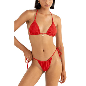 Rhythm Leilani Slide Tri Women's Bikini Top - Red