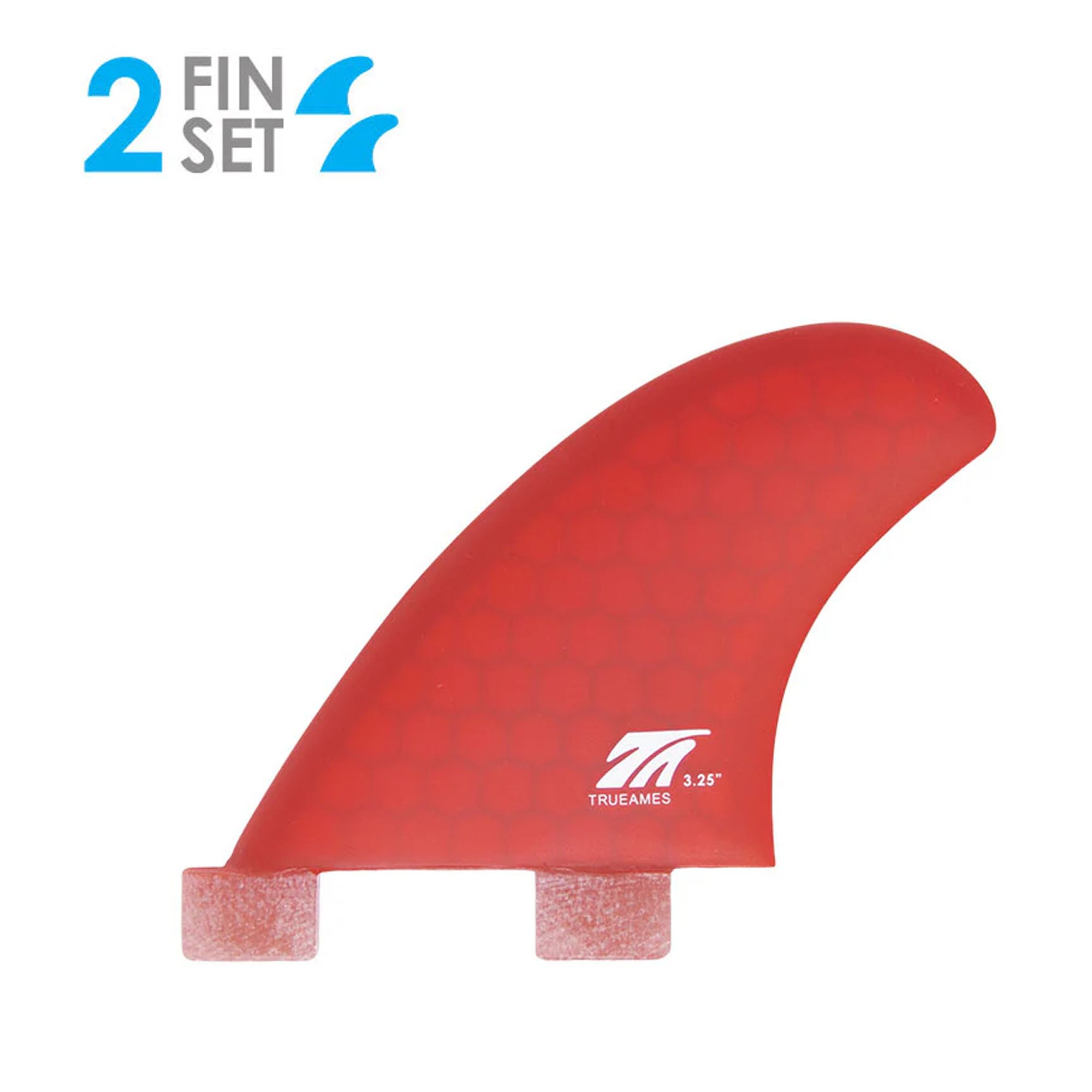 True Ames Side Bite Hexcore Futures Fins - 3.25"/Red