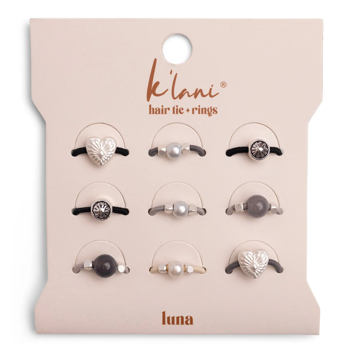 K'lani Silver & Cool Toned Hair Tie Rings - Luna