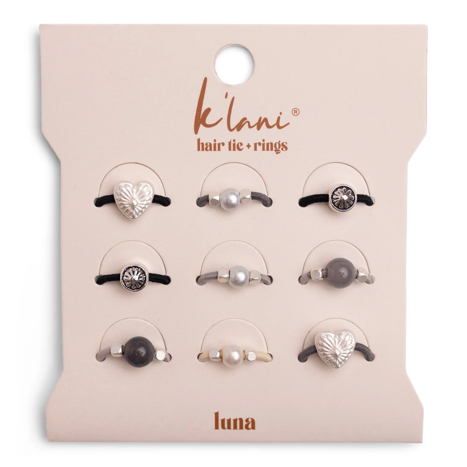 K'lani Silver & Cool Toned Hair Tie Rings - Luna