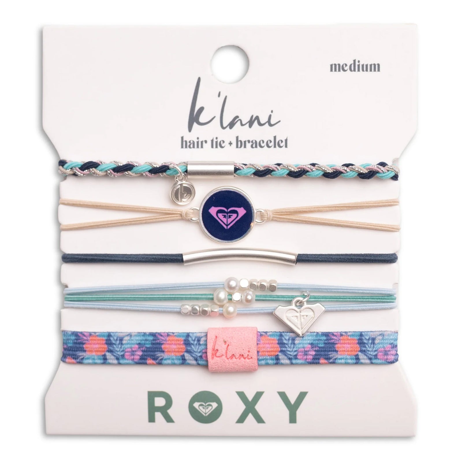 K'lani Tropical Blues Hair Tie Bracelets - Roxy Ocean Bloom