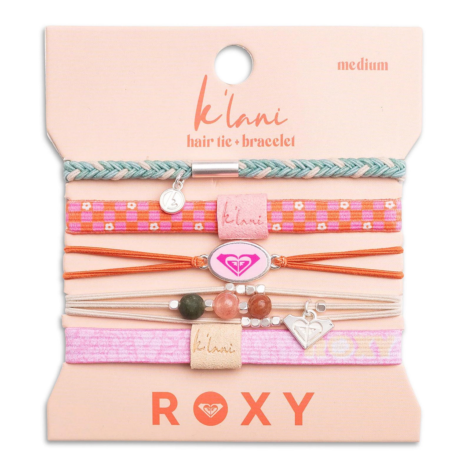 K'lani Pink & Coral Island Vibe Hair Tie Bracelets - Roxy Pink Tropics