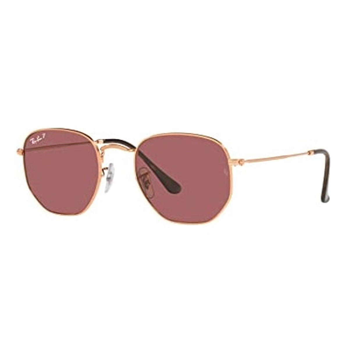 Ray-Ban Hexagonal Women's Sunglasses - Rose Gold/Purple Polarized