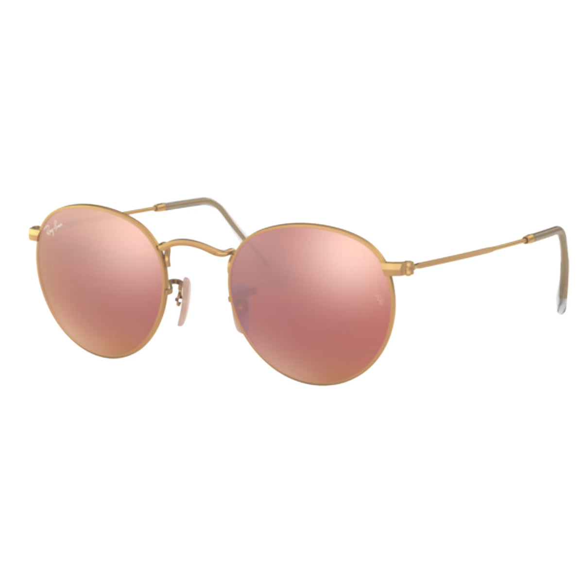 Ray-Ban Round Metal Sunglasses - Matte Arista/Light Brown Mirror Pink