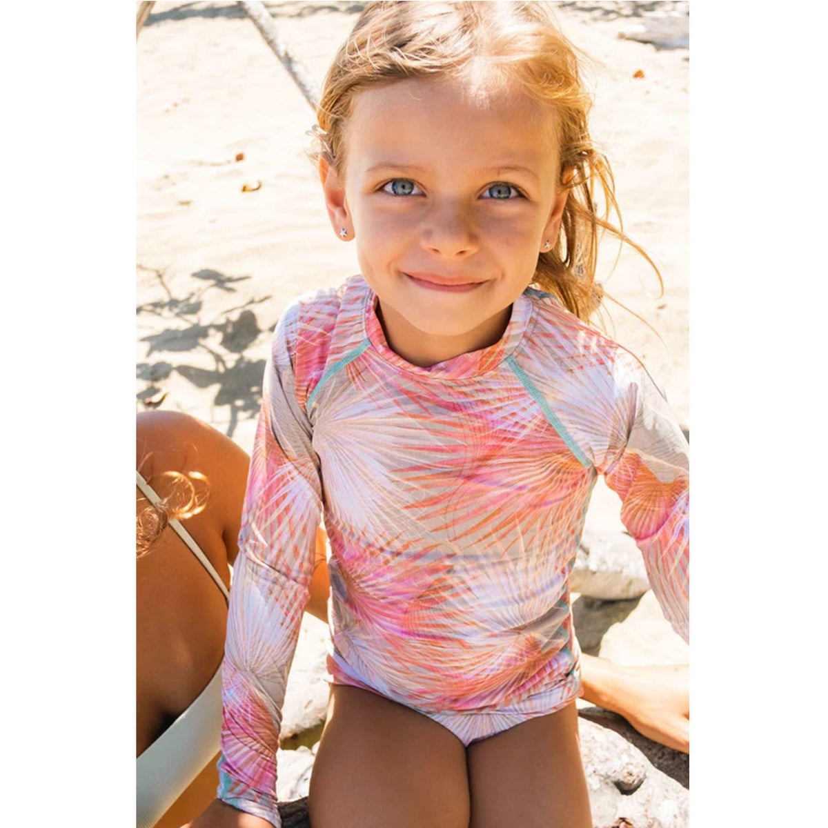 IMSY Swimwear Alani Youth Girl's Reversible Rashguard - Cucumber Palms