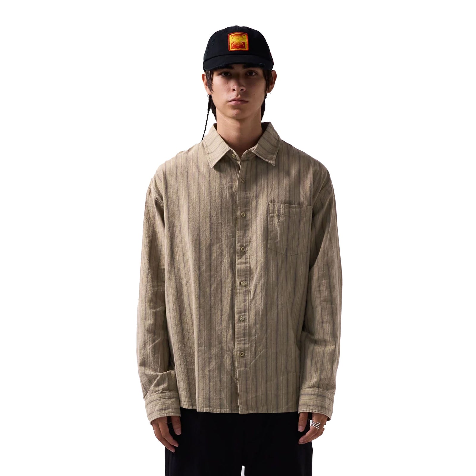 Former Reynolds Striped Men's L/S Dress Shirt - Moss