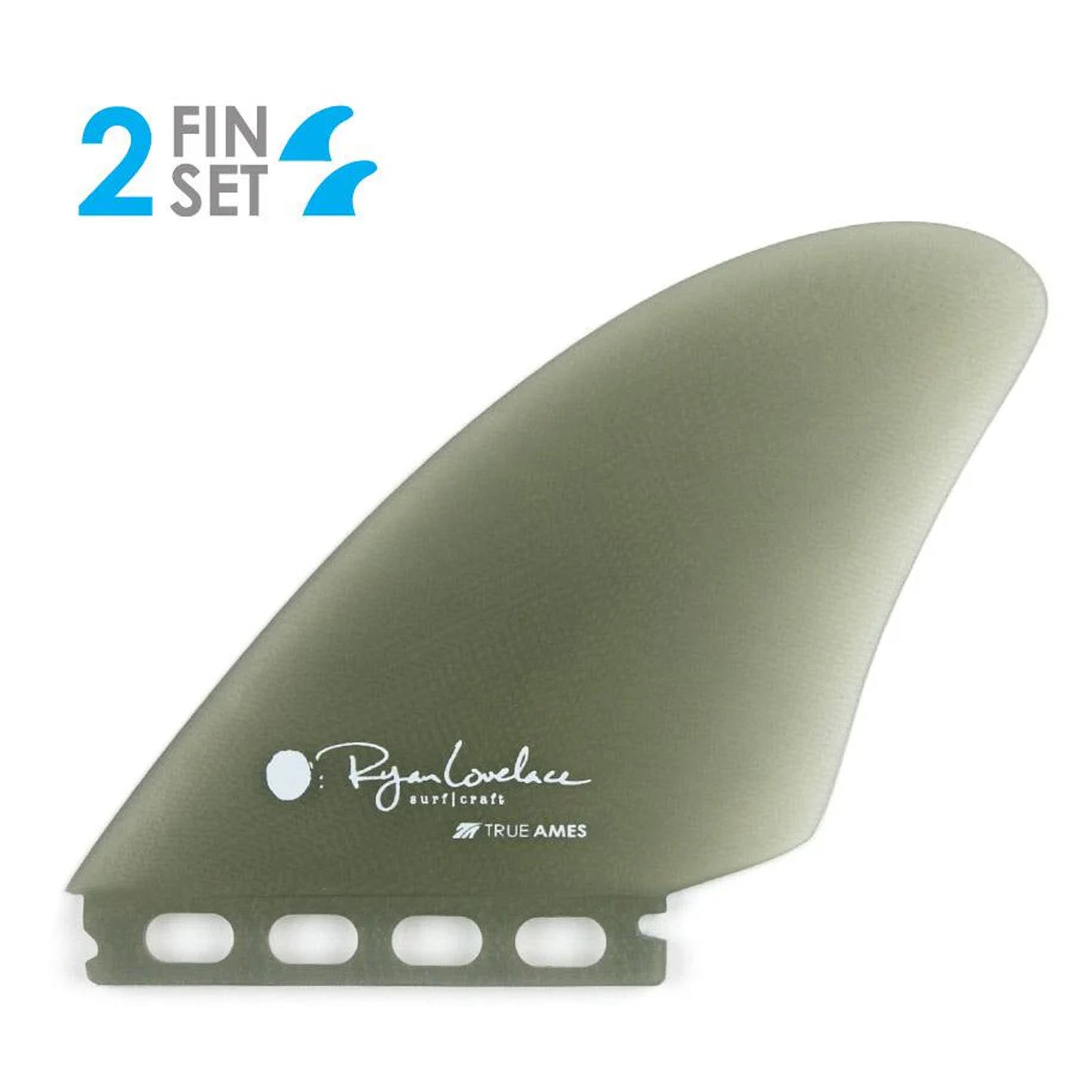 True Ames Lovelace Piggyback Keel Twin Futures Surfboard Fins - Smoke