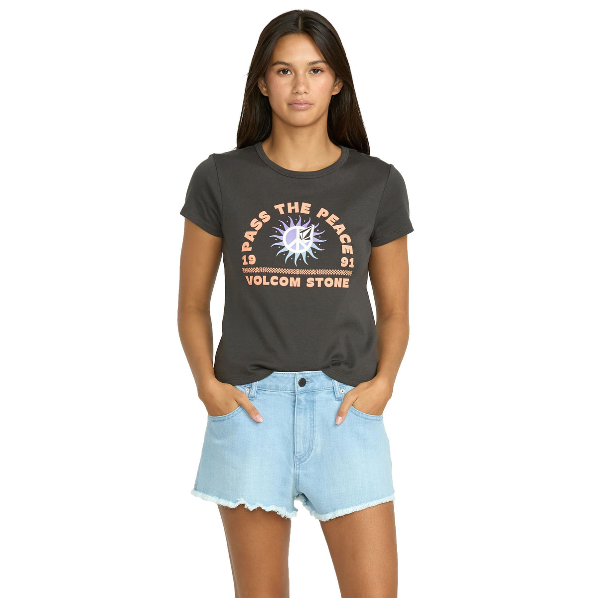 Volcom 1991 Stoned Demin Women's Shorts - Blue Drift