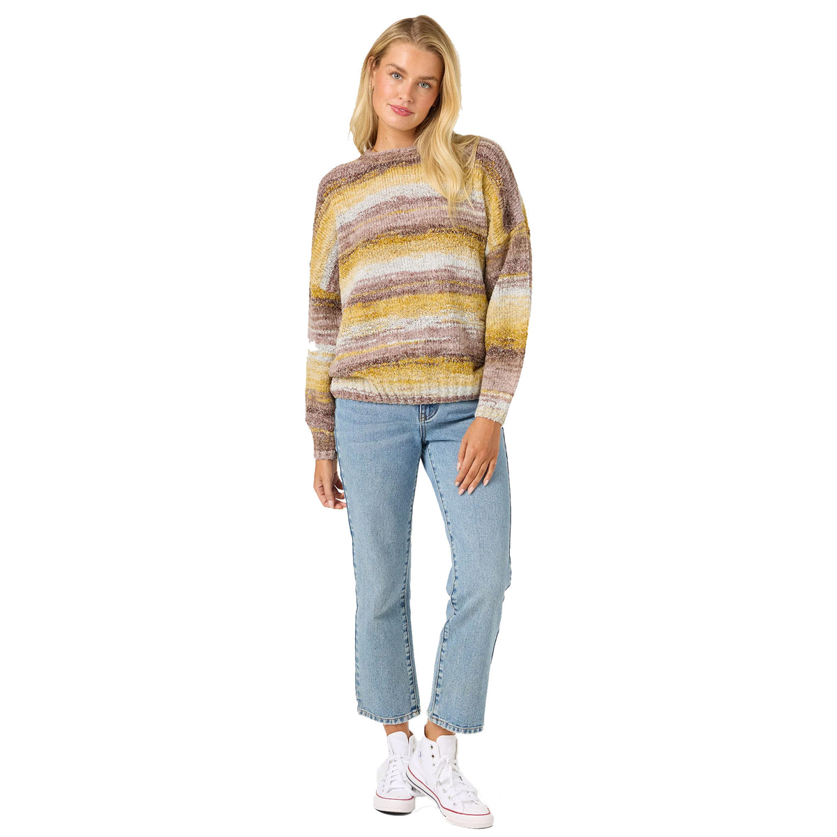 O'Neill Bayou Stripe Women's L/S Sweater - Chartreuse