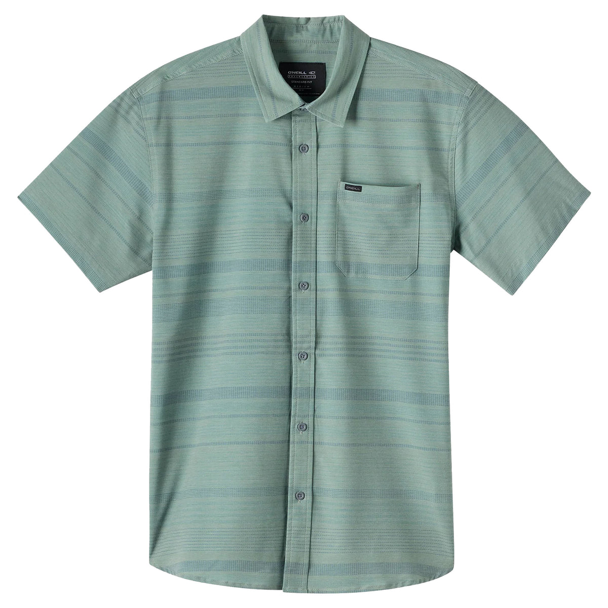 O'Neill TRVLR UPF Traverse Stripe Standard Men's S/S Dress Shirt - Sage