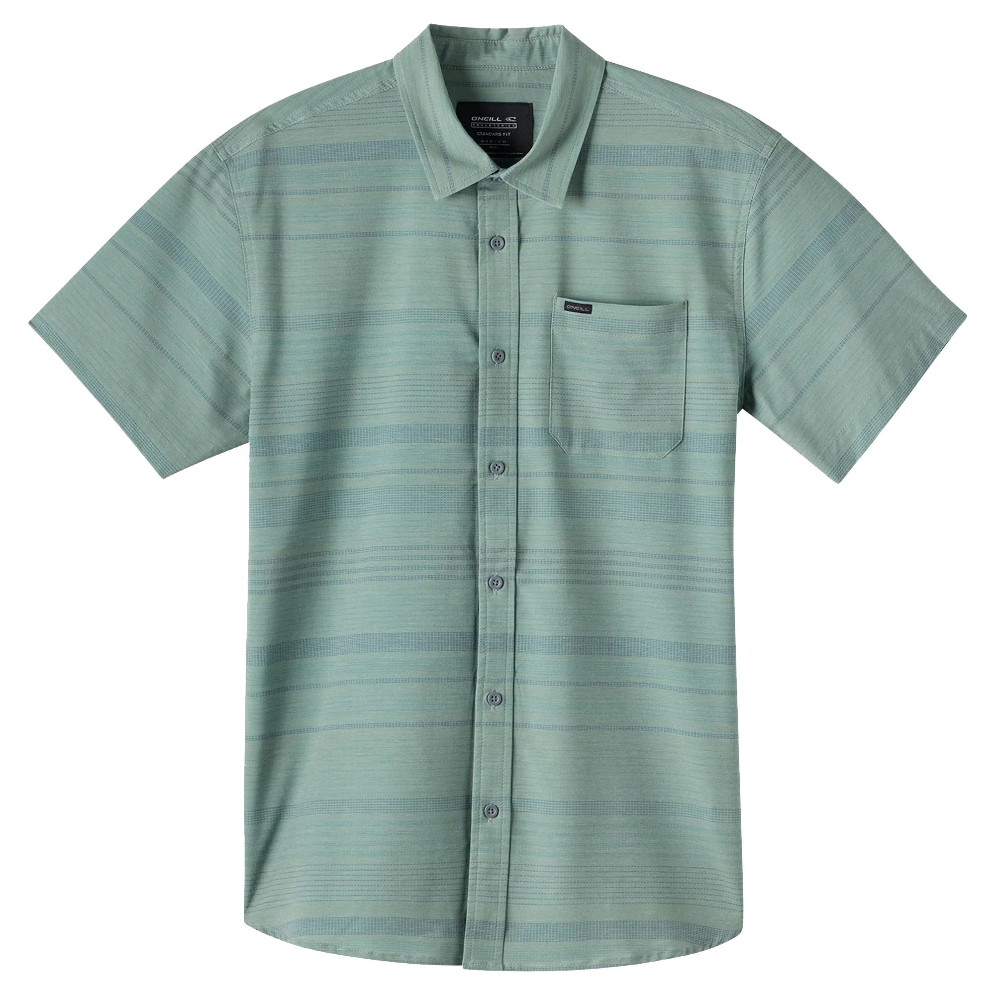 O'Neill TRVLR UPF Traverse Stripe Standard Men's S/S Dress Shirt - Sage