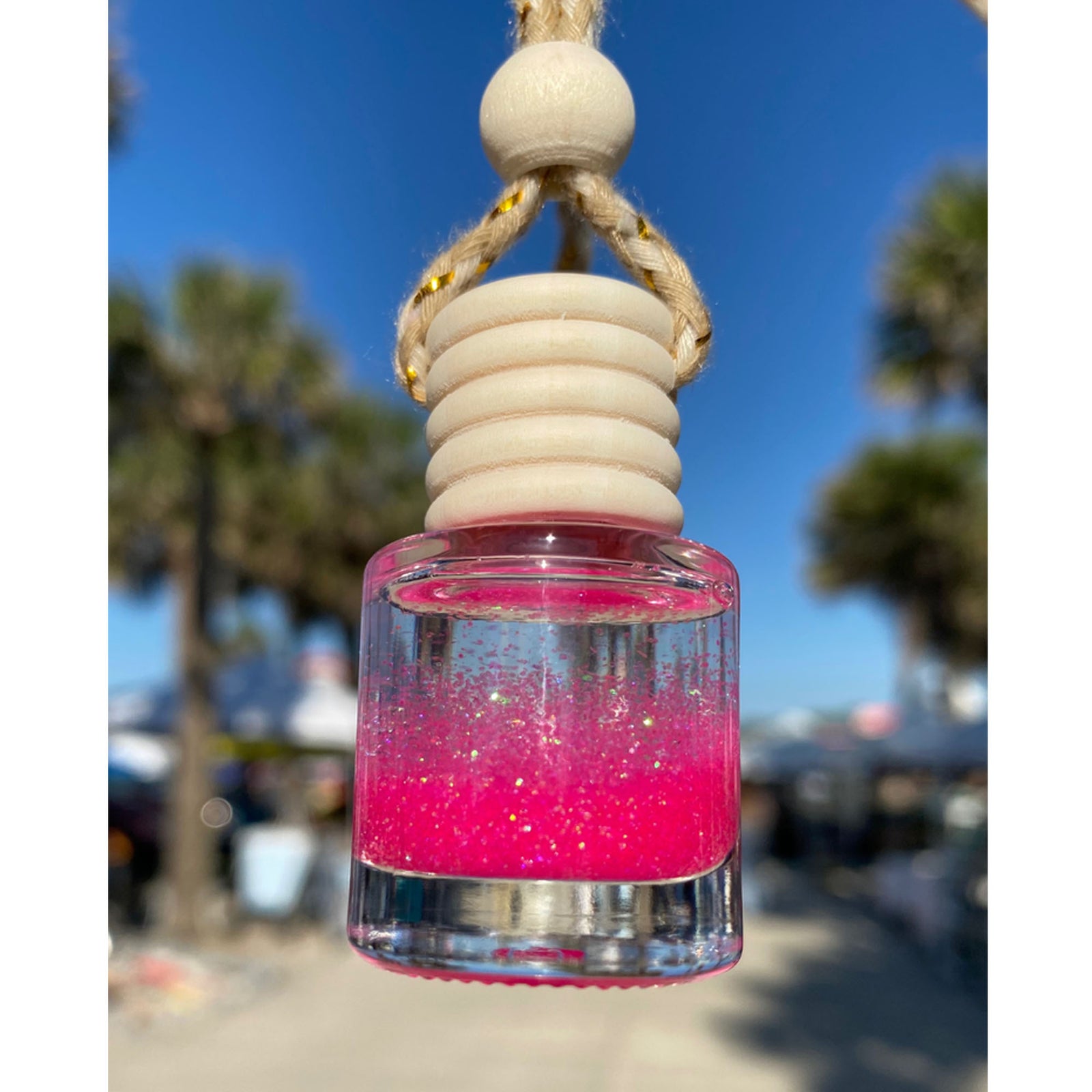 Hammockma Pink Shimmer Round Car Air Fresheners - Cucumber Lavender + Sage