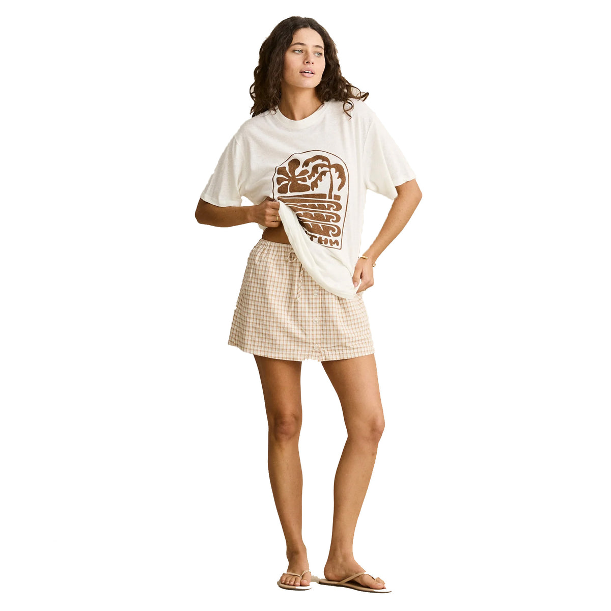 Rhythm London Check Women's Skort - Natural