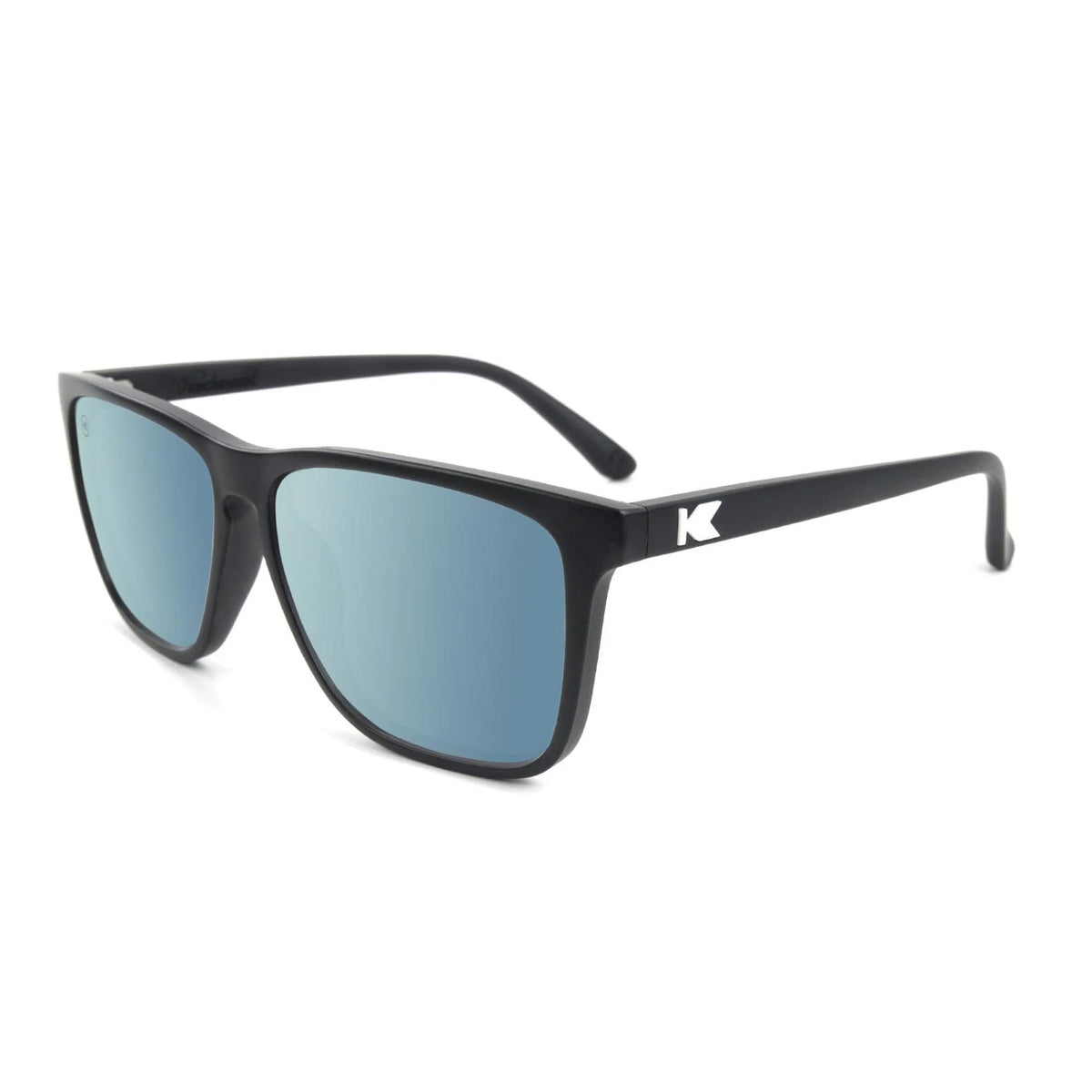 Knockaround Fast Lanes Men's Sunglasses - Matte Black/Sky Blue Polarized