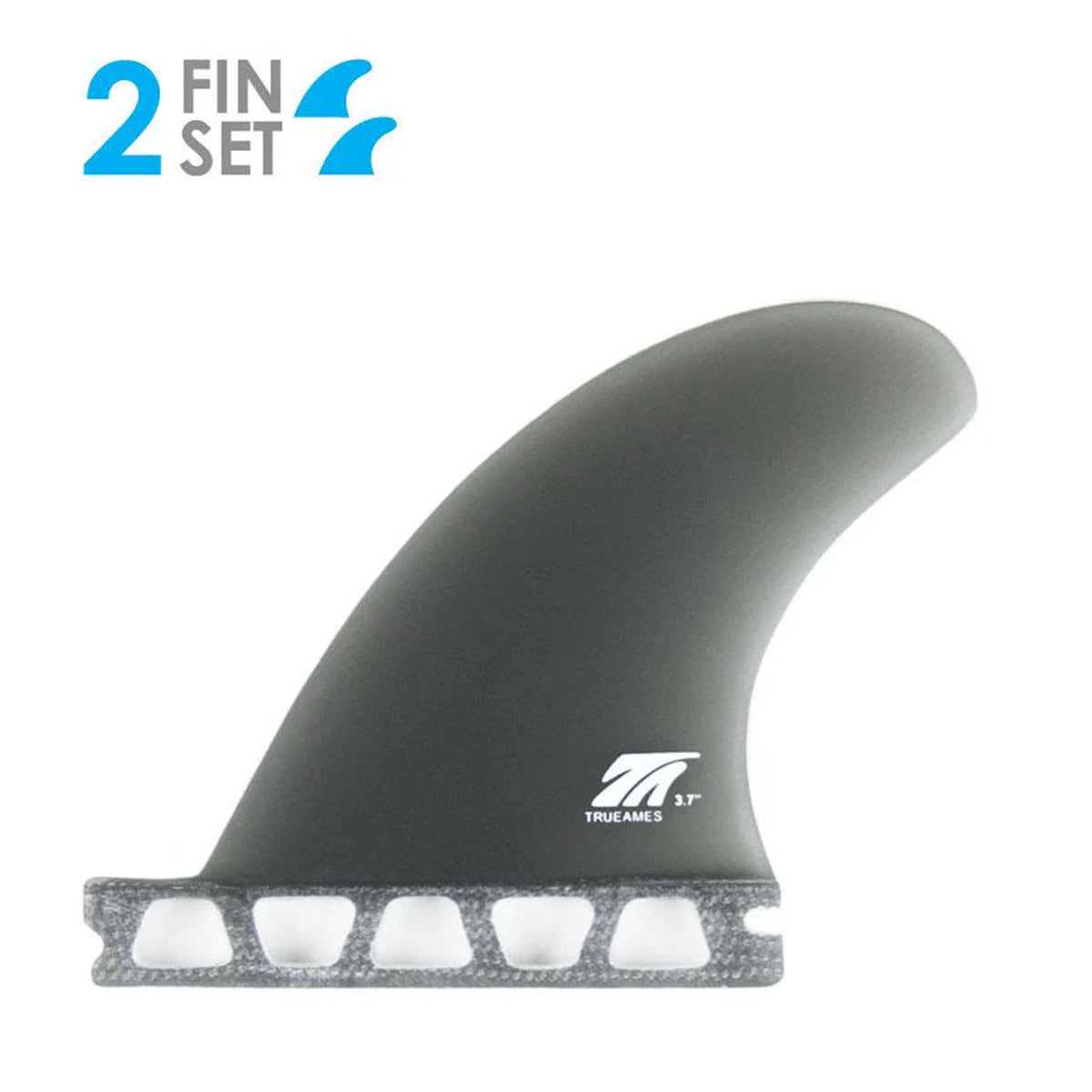 True Ames Side Bite Futures Fin Set - 3.7"/Smoke
