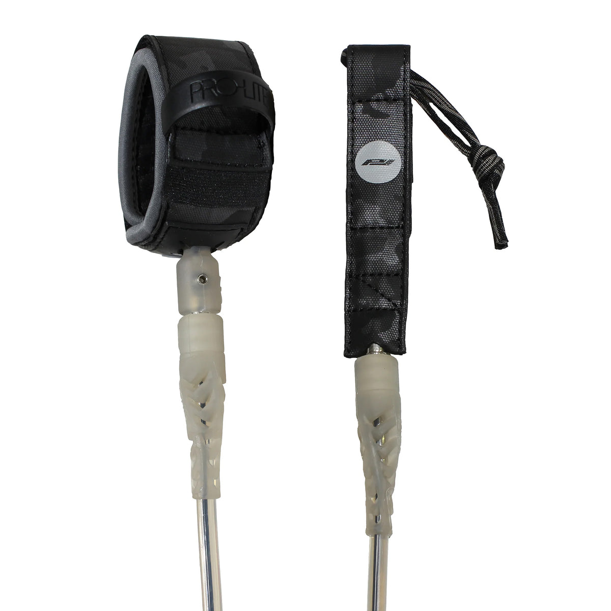 Pro-Lite Freesurf Series Double Swivel Surfboard Leash - 6'0"/Smoke Clear w/ Black Core