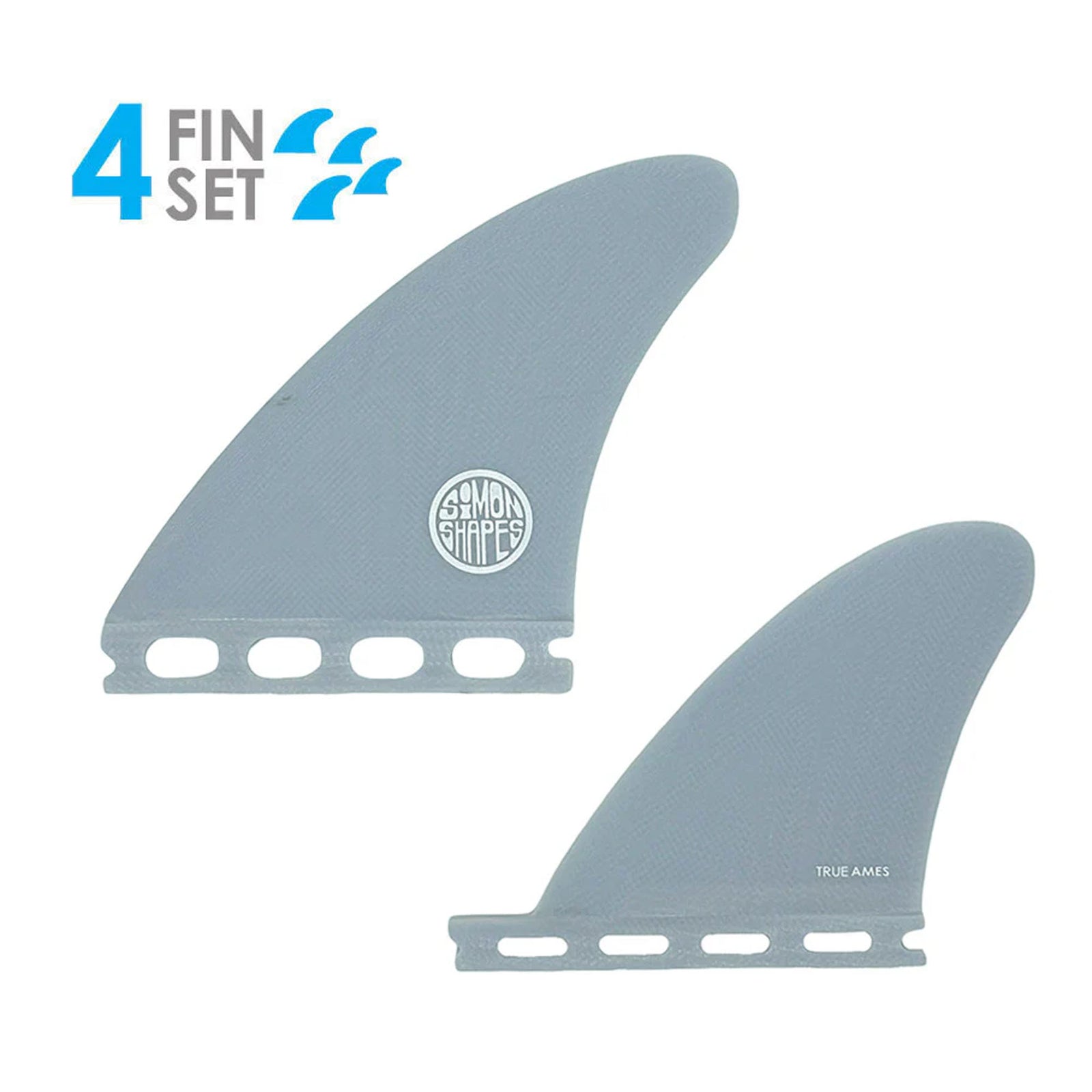 True Ames John Simon Quad Type I Futures Surfboard Fins - Smoke