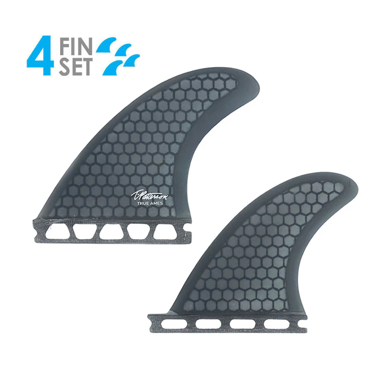 True Ames Timmy Patterson Quad Futures Surfboard Fins - Smoke Hexcore