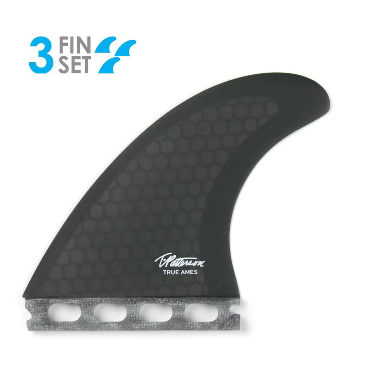 True Ames Timmy Patterson Tri Futures Surfboard Fins - Medium/Smoke Hexcore