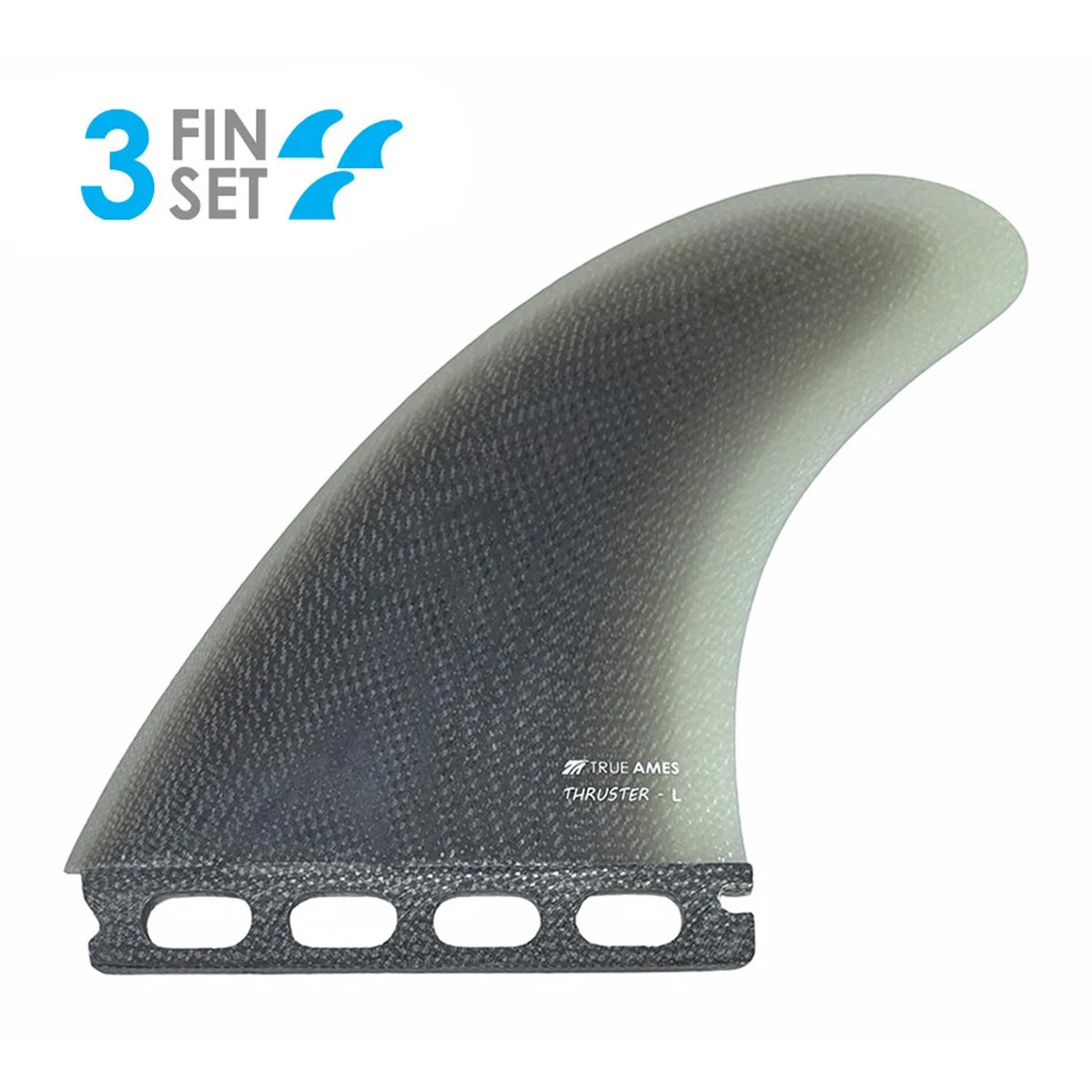 True Ames Tri Futures Fin Set - Large/Smoke Clear