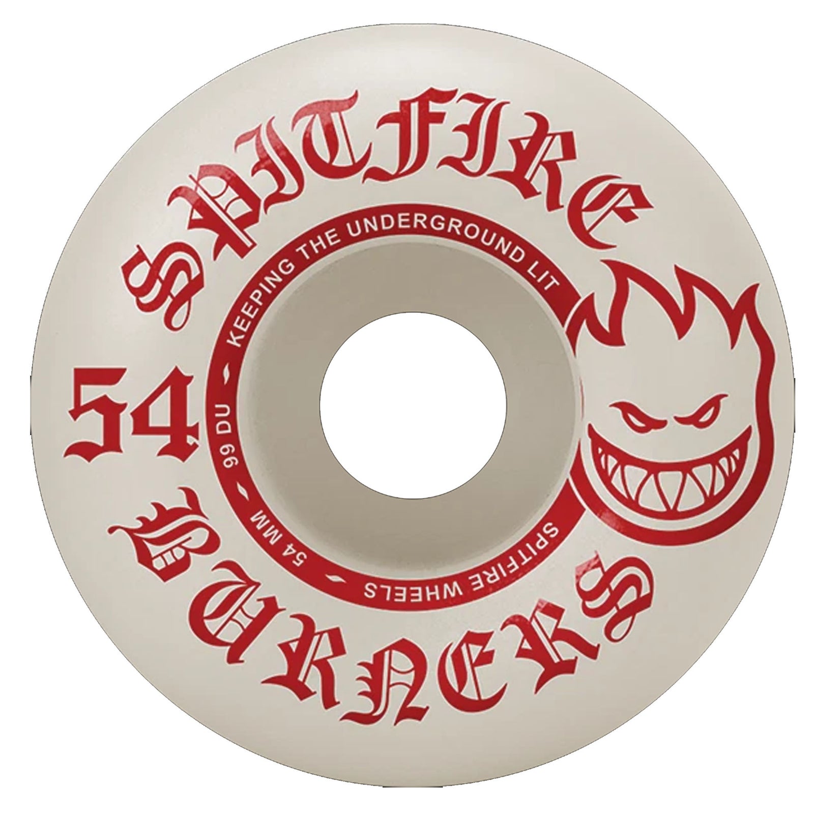 Spitfire Burners 99a 54mm Skateboard Wheels - White/Red